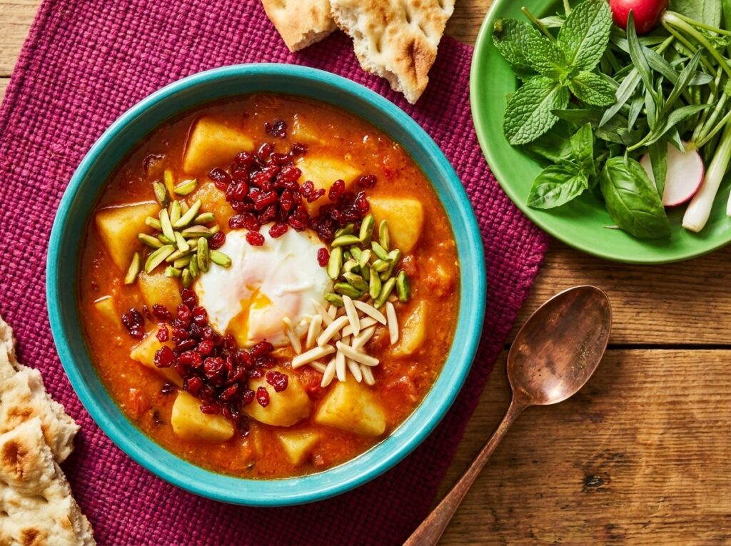 طرز تهیه اشکنه ساده و اصیل ایرانی (سیب زمینی و گوجه)